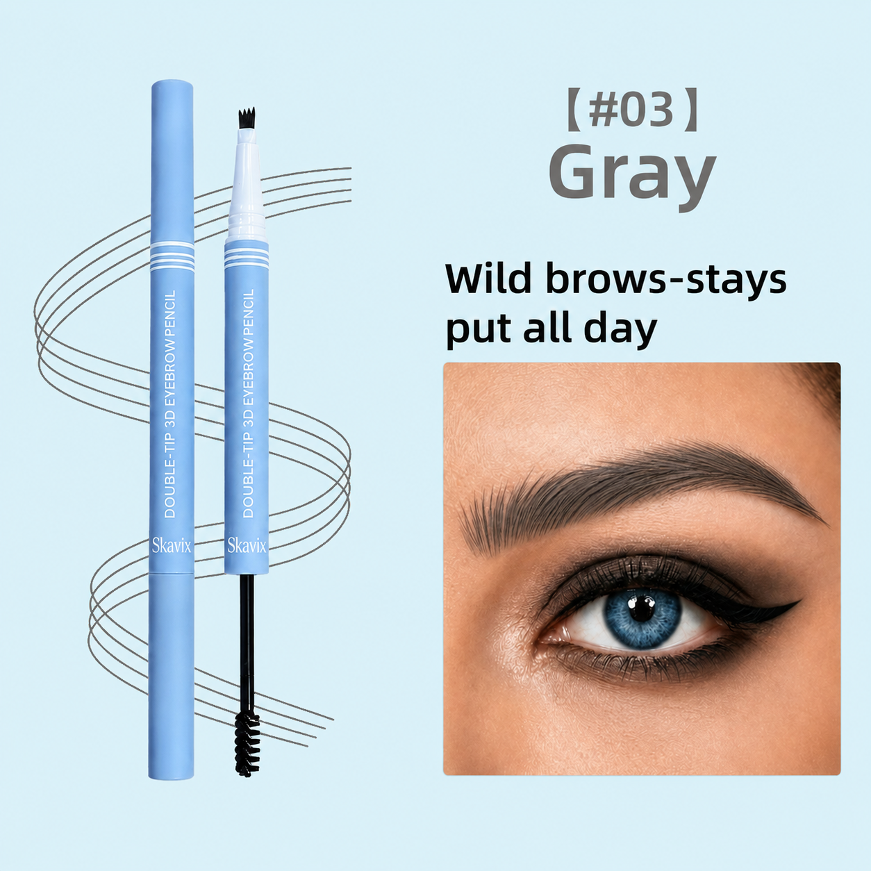 Skavix Waterproof 2-in-1 Micro-Fork Eyebrow Pen & Tinted Gel
