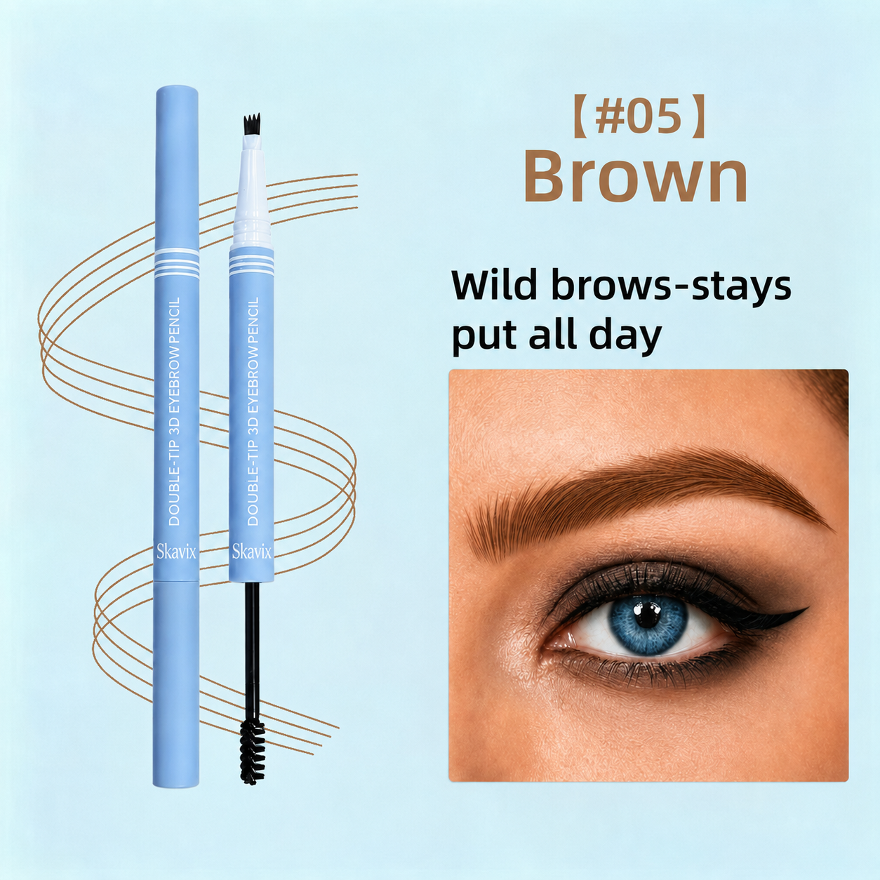 Skavix Waterproof 2-in-1 Micro-Fork Eyebrow Pen & Tinted Gel
