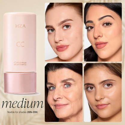 HZA CC color-correcting tinted serum+creaseless SPF 30 mineral setting powder