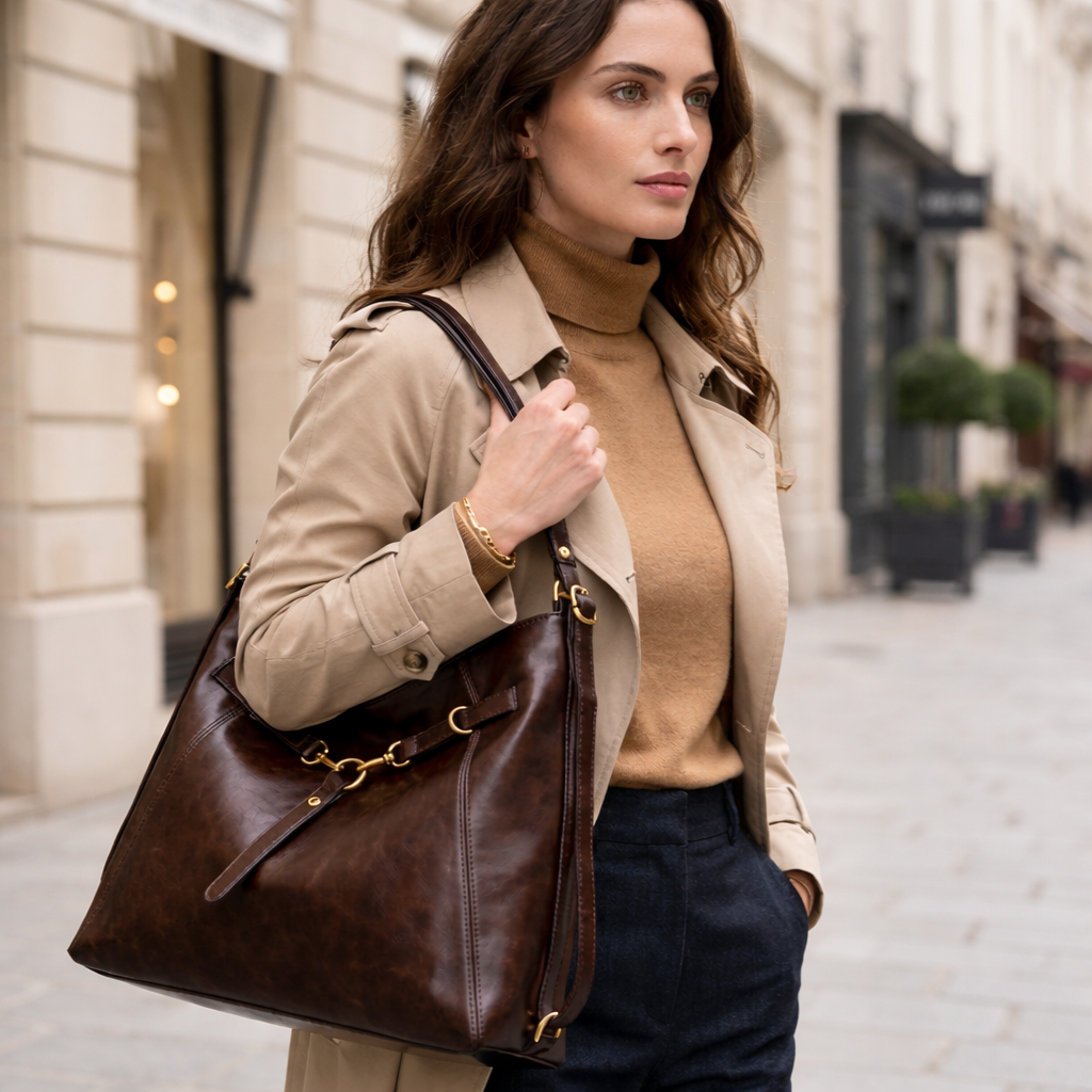 Effortlessly Chic 2-Way Shoulder Bag — Premium Vegan Leather, Timeless & Versatile