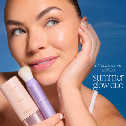 HZA CC color-correcting tinted serum+creaseless SPF 30 mineral setting powder