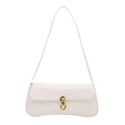 Elegant Ladies' Vintage Handbag with Gold-Tone Turn-Lock Closure