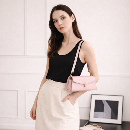 Glossy Minimal Baguette Bag — Refined Shine, Everyday Ease