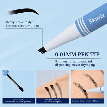 Skavix Waterproof 2-in-1 Micro-Fork Eyebrow Pen & Tinted Gel