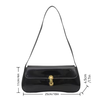 Elegant Ladies' Vintage Handbag with Gold-Tone Turn-Lock Closure