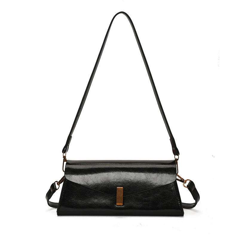 Glossy Minimal Baguette Bag — Refined Shine, Everyday Ease