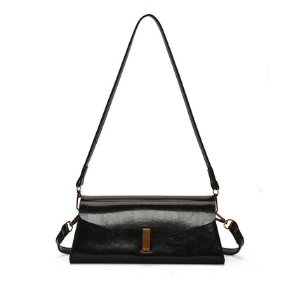 Glossy Minimal Baguette Bag — Refined Shine, Everyday Ease