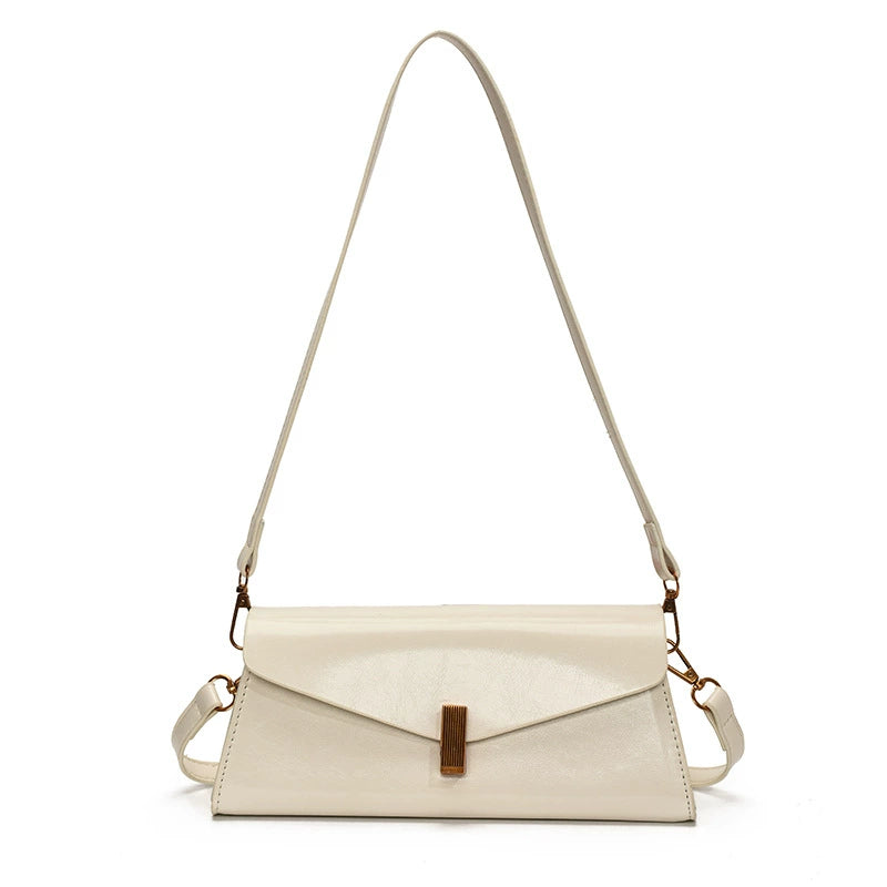 Glossy Minimal Baguette Bag — Refined Shine, Everyday Ease
