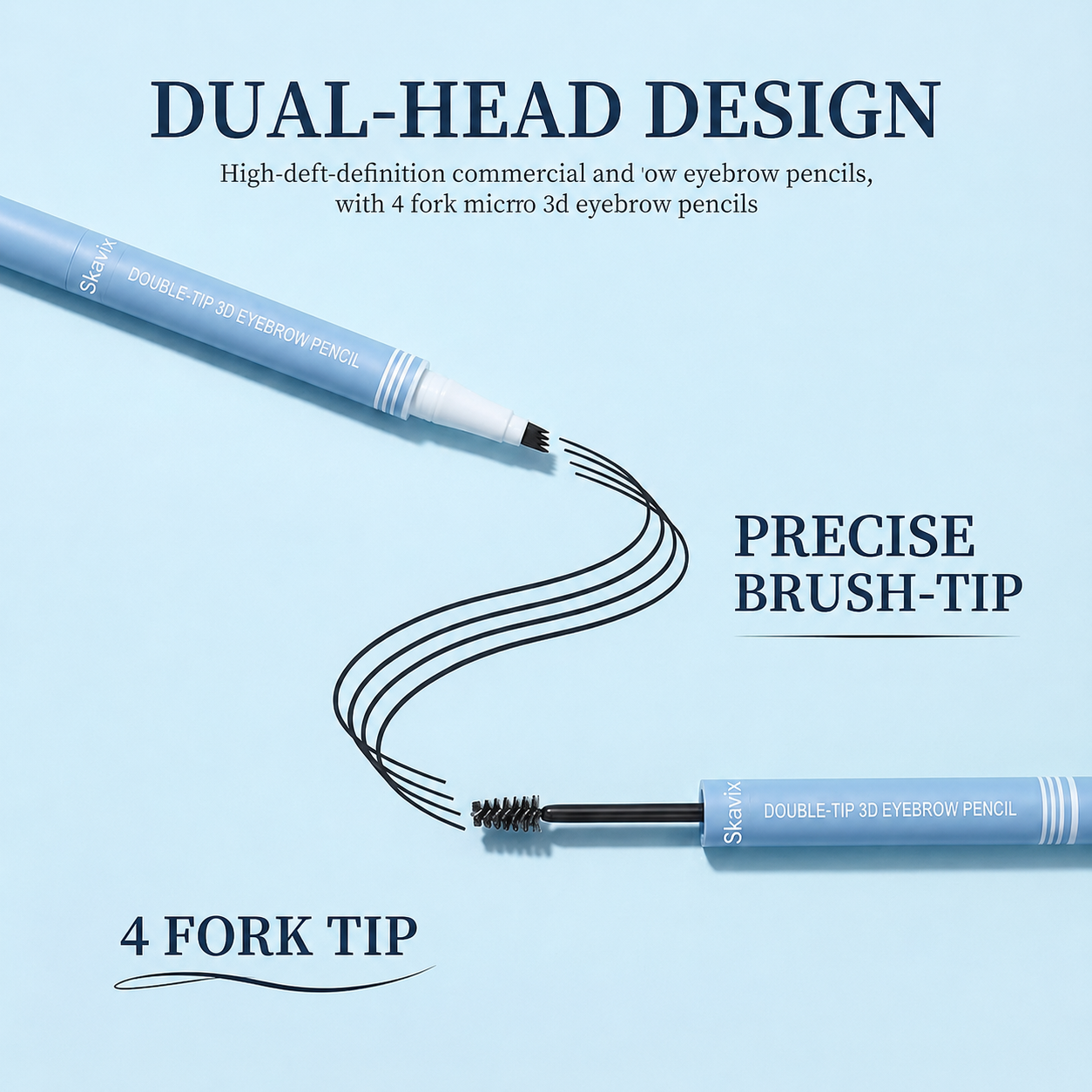 Skavix Waterproof 2-in-1 Micro-Fork Eyebrow Pen & Tinted Gel