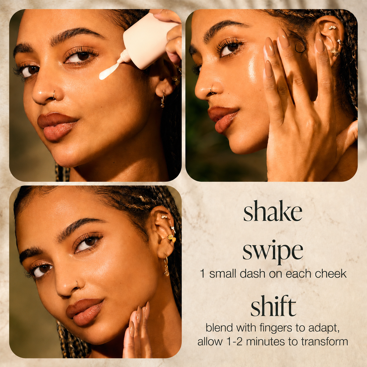 HZA CC color-correcting tinted serum+creaseless SPF 30 mineral setting powder