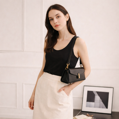 Glossy Minimal Baguette Bag — Refined Shine, Everyday Ease